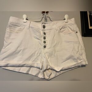 Express white button jeans shorts